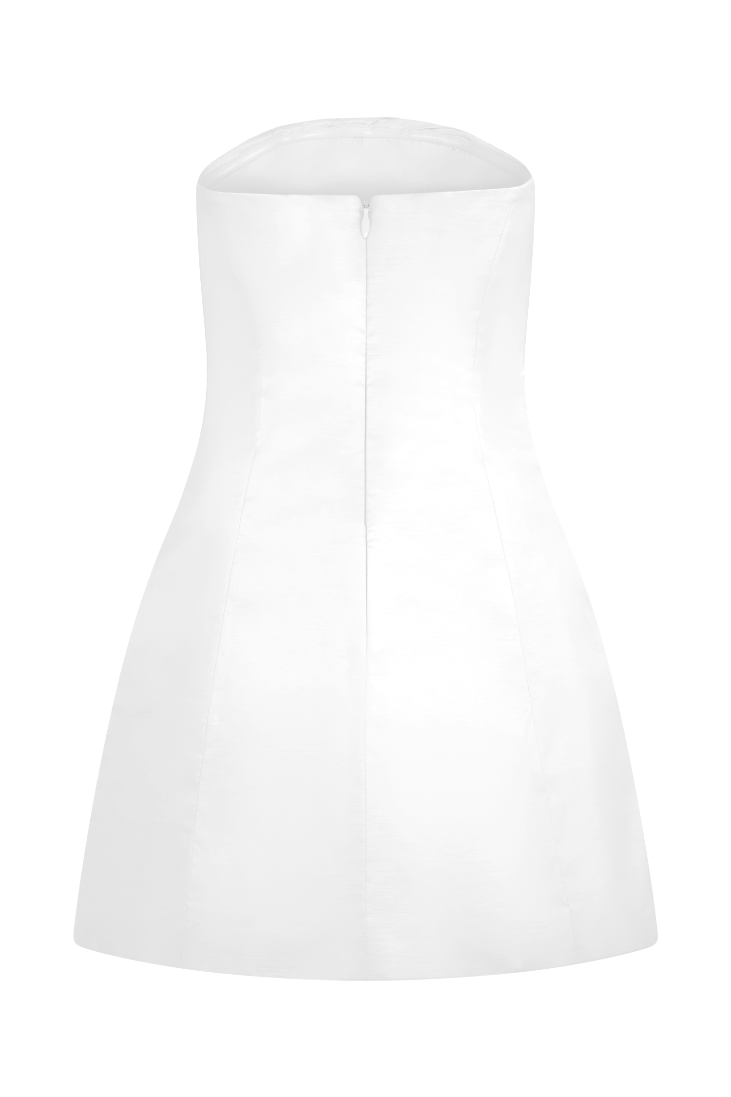 Leslie Büzgülü Tafta Mini Elbise - Beyaz