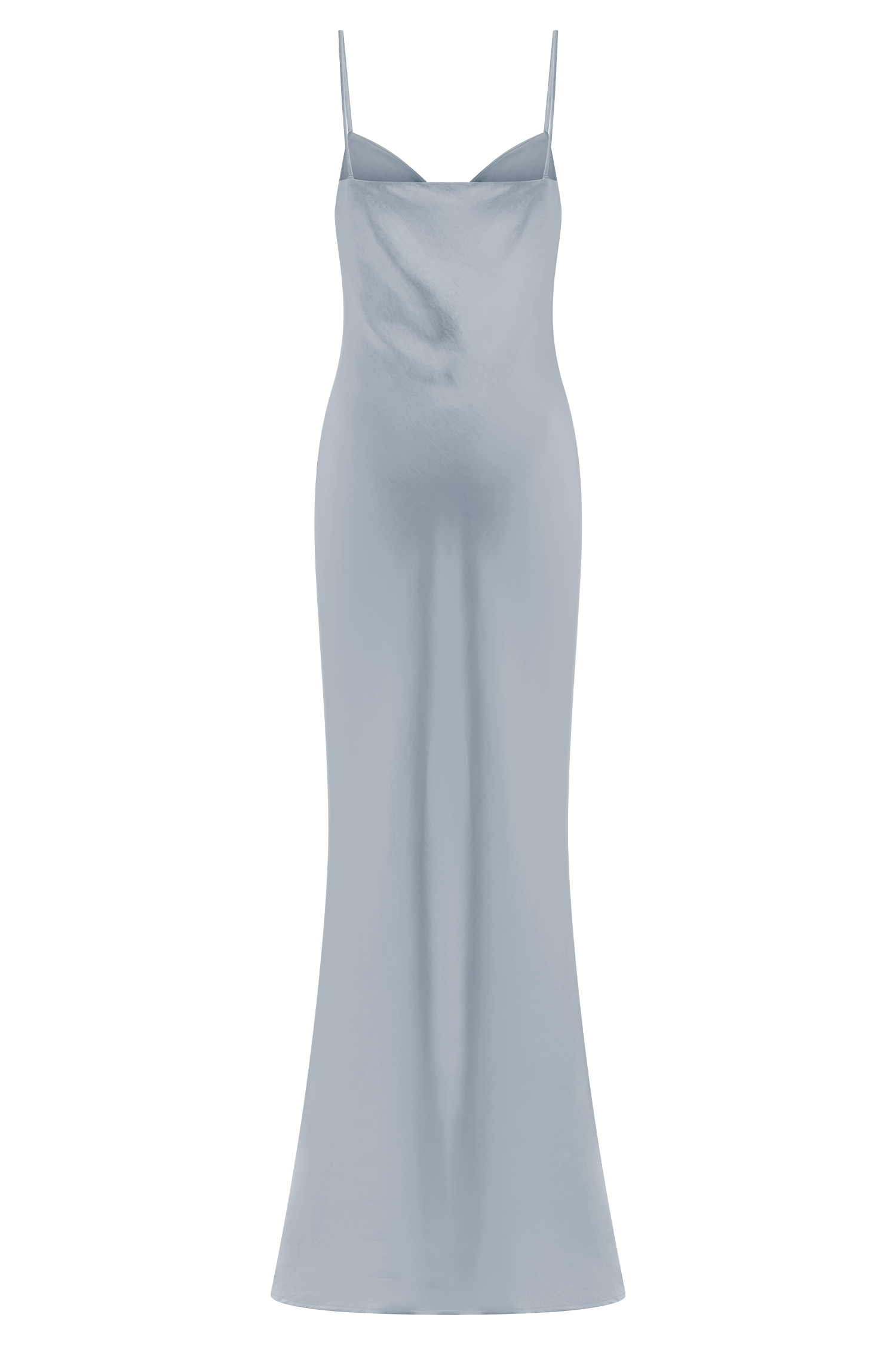 Lilly Sweetheart Saten Maxi Elbise - Buzlu Mavi