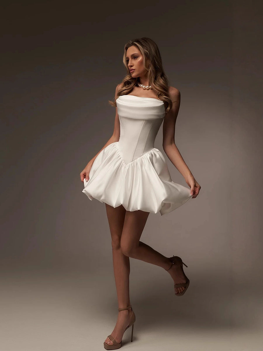 Jovienne Saten Mini Elbise - 3. görünüm