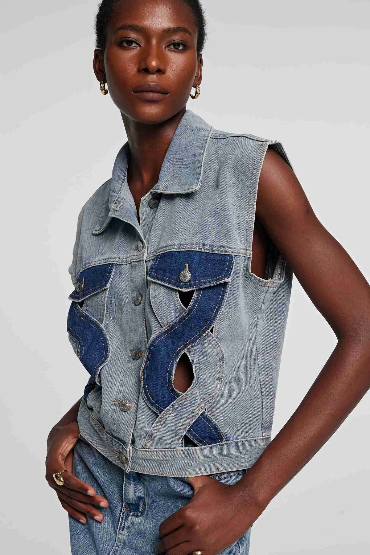 Madison Kesimli Denim Üst - 6. görünüm