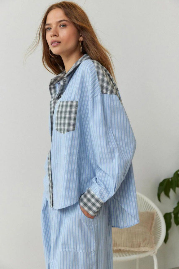 Gök Mavisi Bol Ek Parçalı Pijama Takımı - 2. görünüm