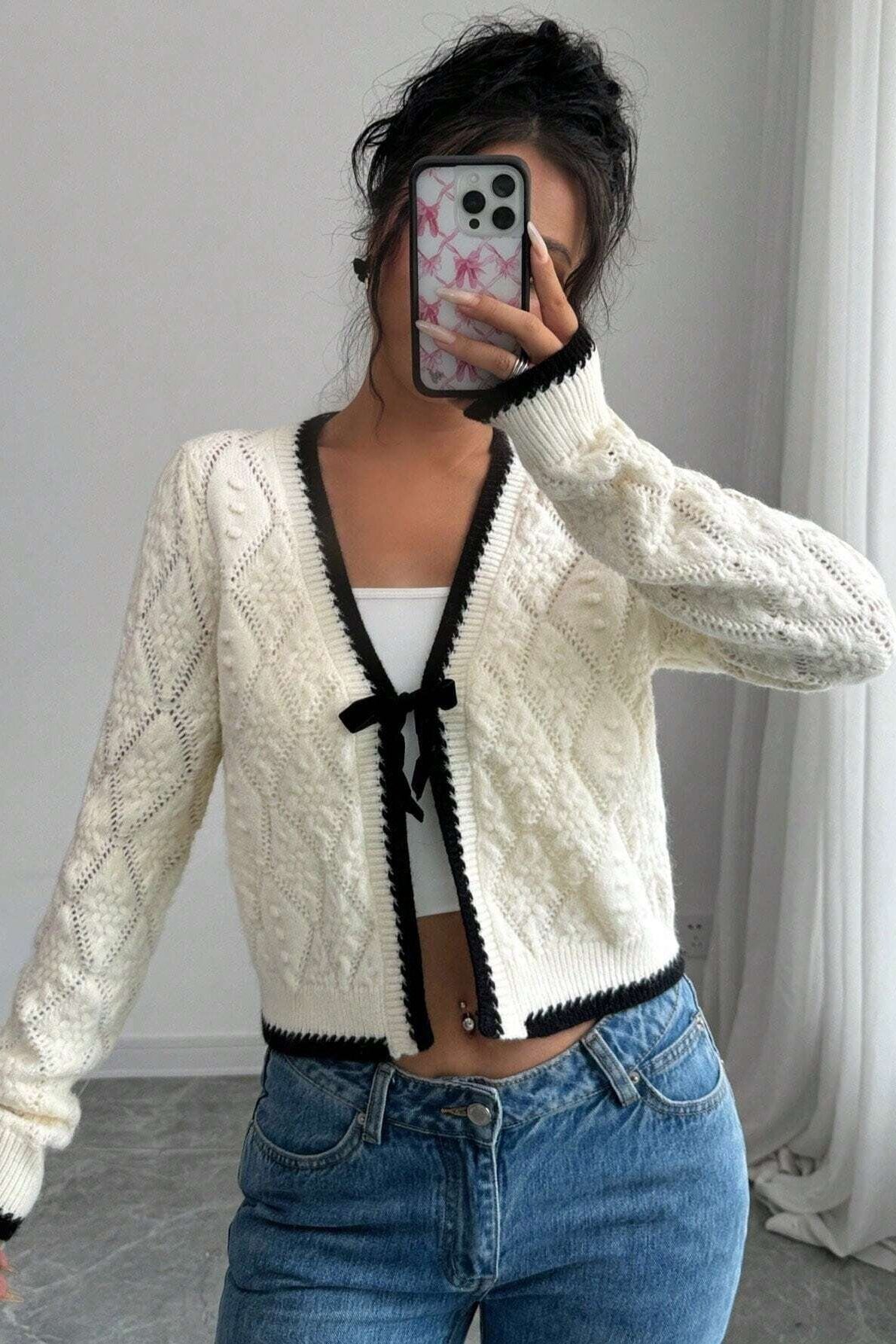 Seksi V Yakalı Hırka - 5. görünüm