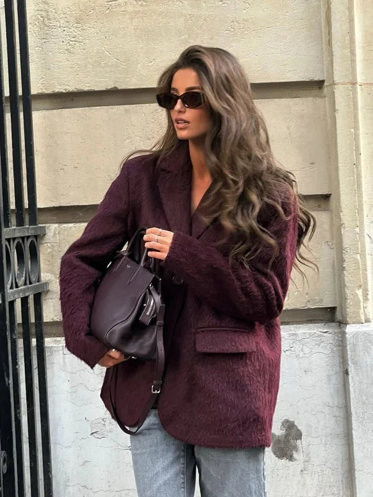Oversize Yünlü Blazer - 3. görünüm