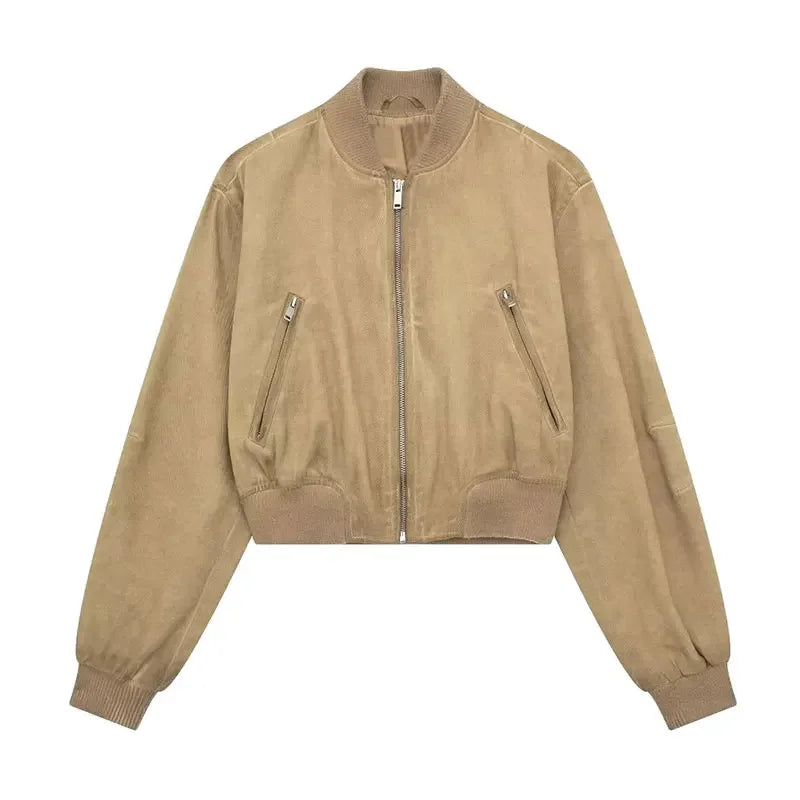 Velora Crop Ceket - Bej