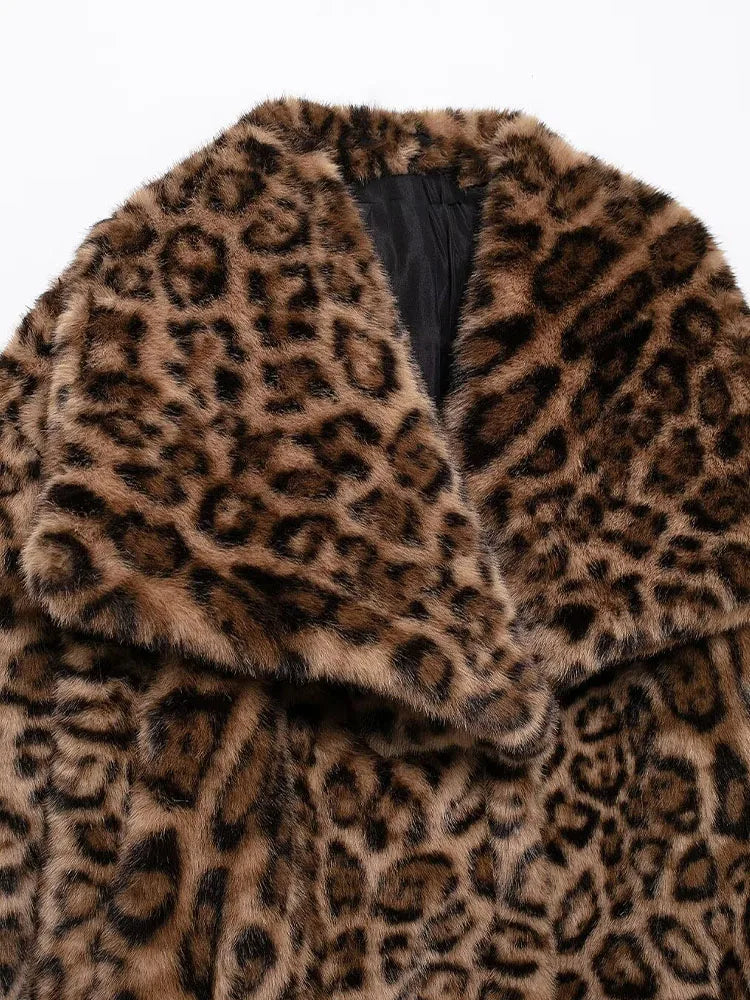 Marlow Leopar Desenli Kürk Görünümlü Mont - 3. görünüm