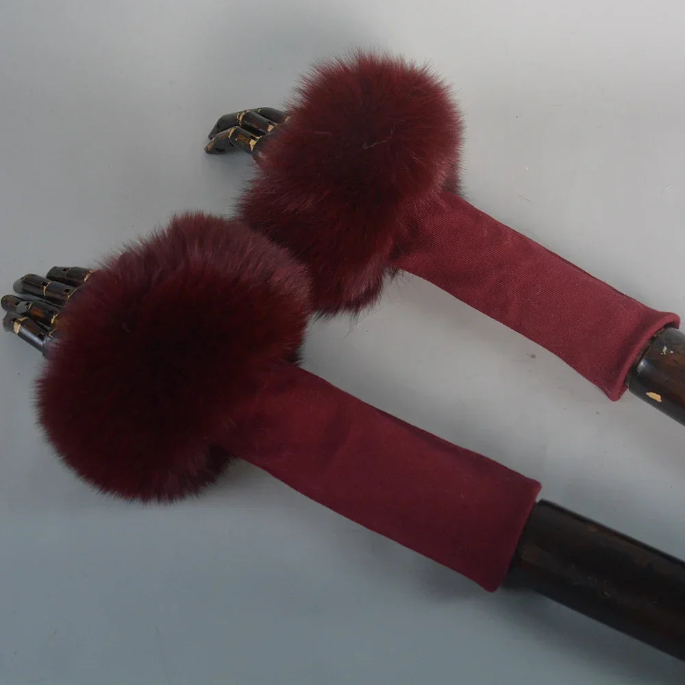 Glove Kürklü Kol Kürk Ceket - Bordo