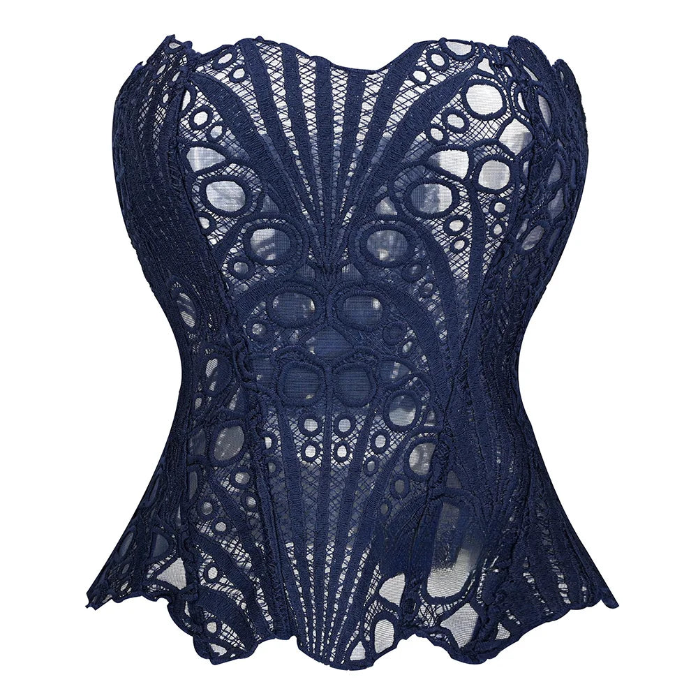 Hollow Out Corset Top - Mavi