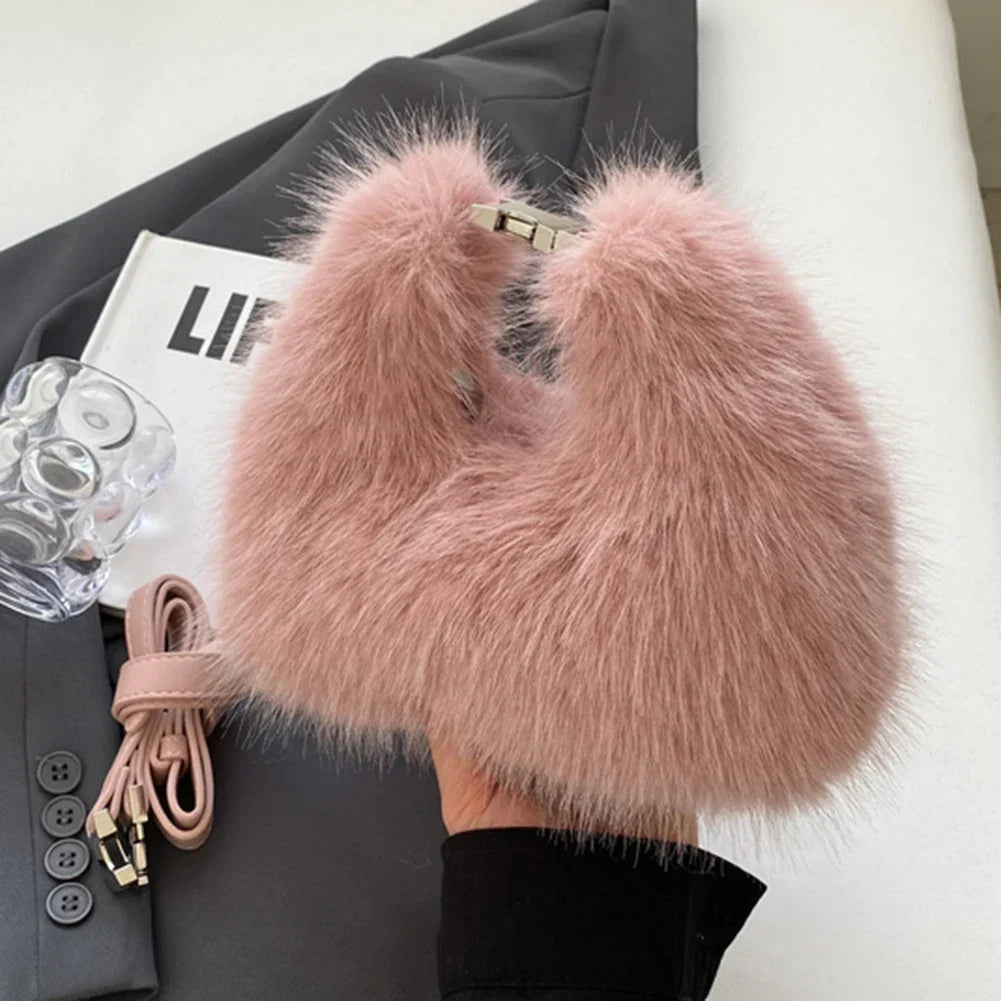 Fox Peluş Kürk Çanta - Pembe