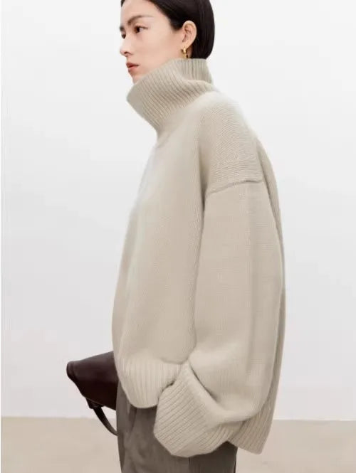 Troy Balıkçı Yaka Oversize Kazak - Bej