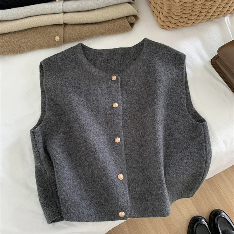 Cozy Düğmeli Kısa Hırka - Gri