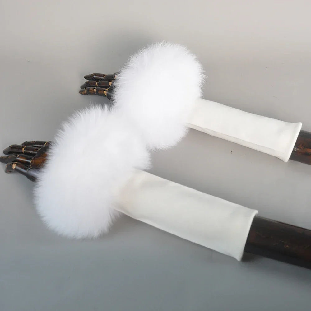 Glove Kürklü Kol Kürk Ceket - Beyaz