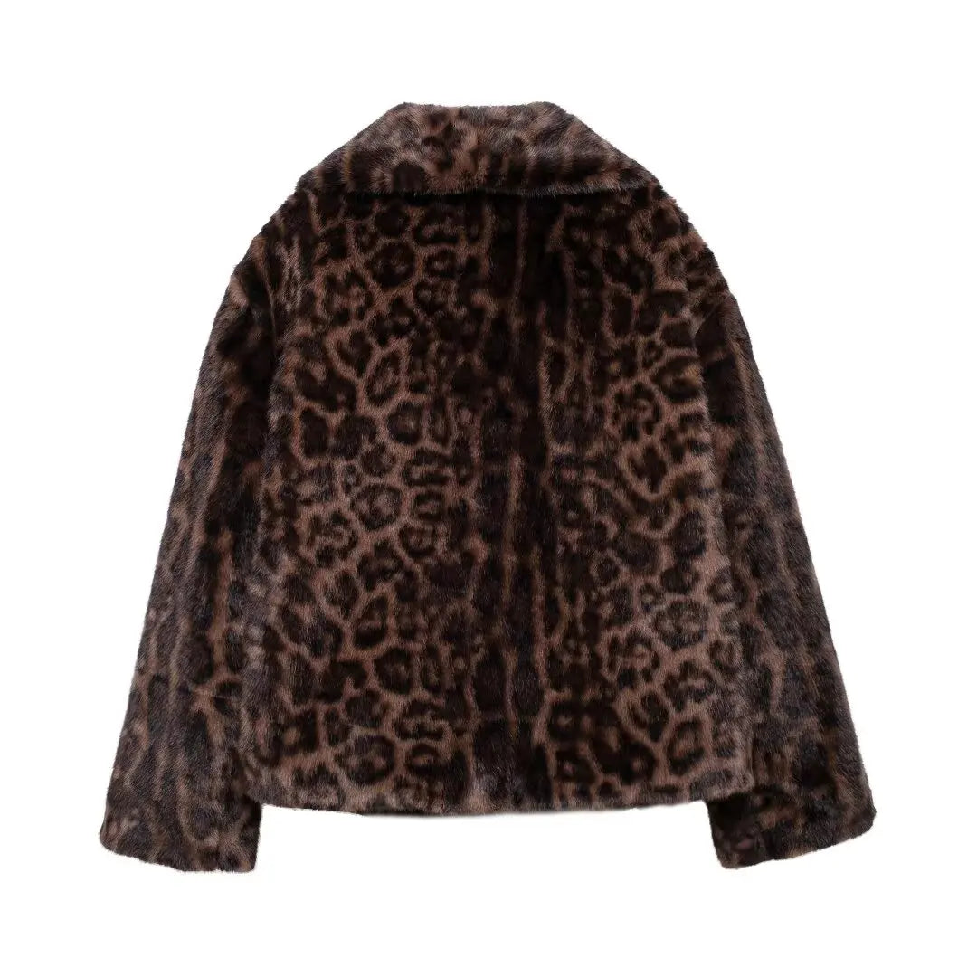Marlow Leopar Desenli Kürk Görünümlü Mont - 9. görünüm