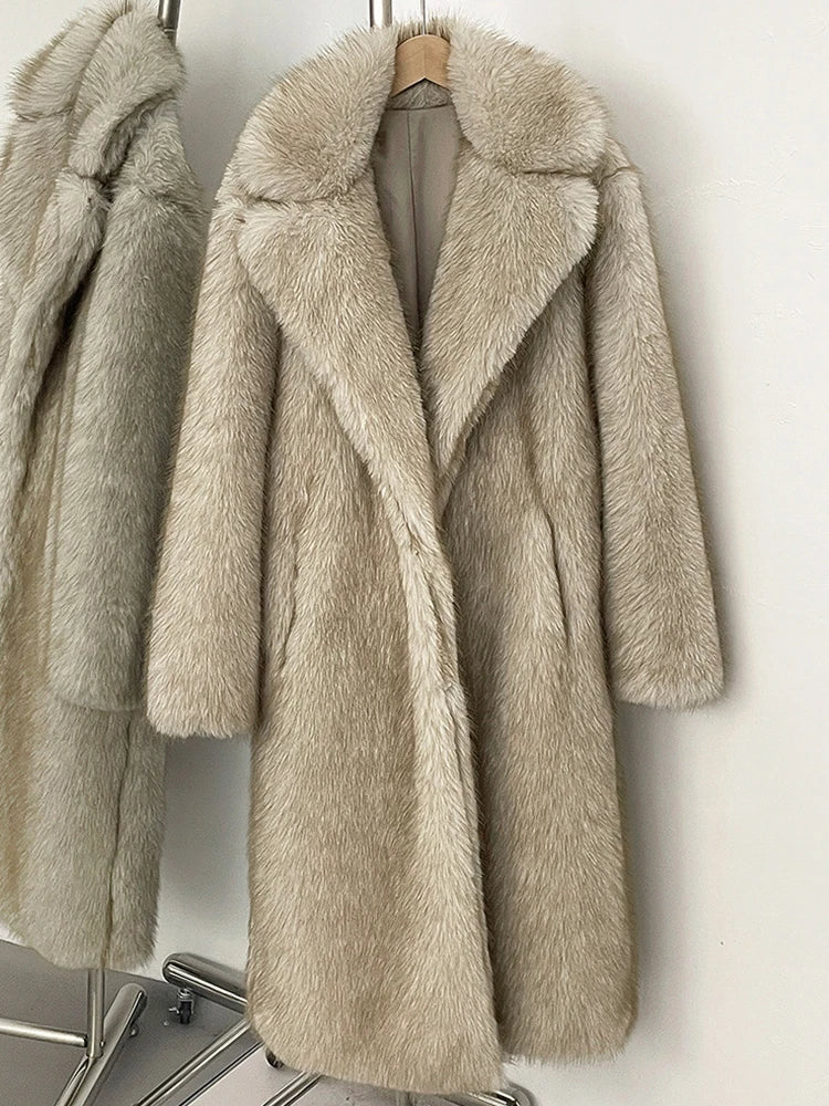 Faux Kürk Ceket - Krem