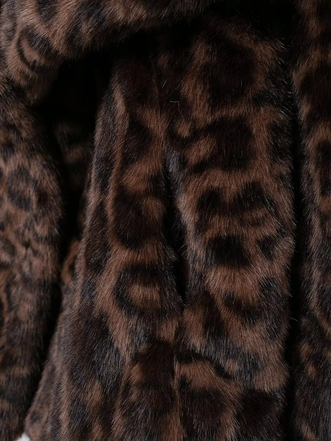 Marlow Leopar Desenli Kürk Görünümlü Mont - Koyu Kahverengi