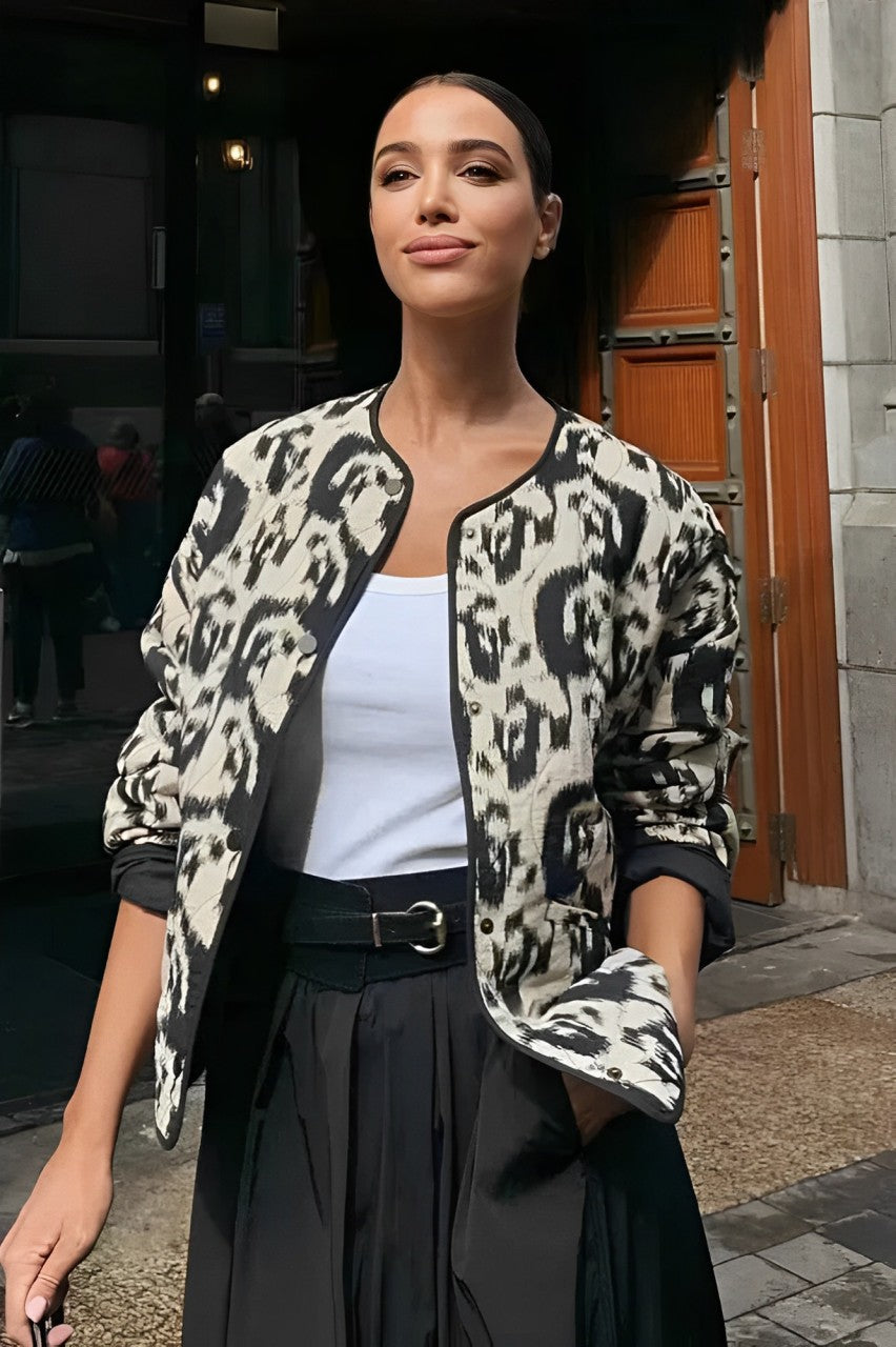 Noa Desenli Kapitone Ceket - Yeşil