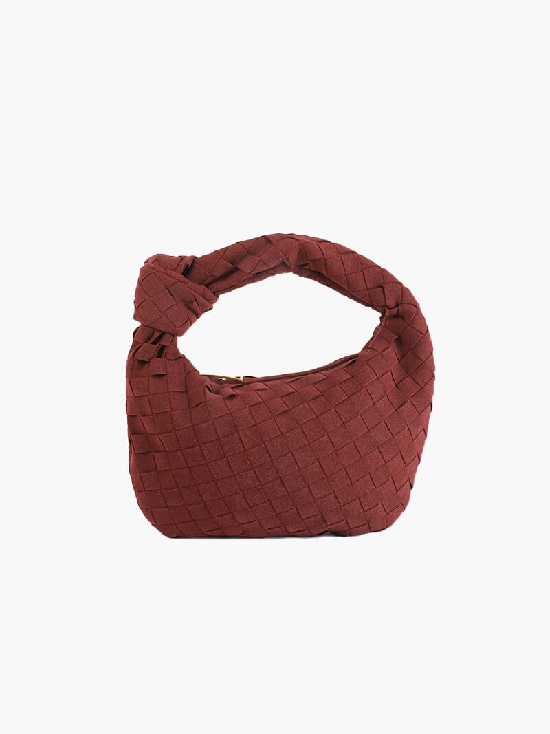 Woven Mini Premium Süet Çanta - Bordo