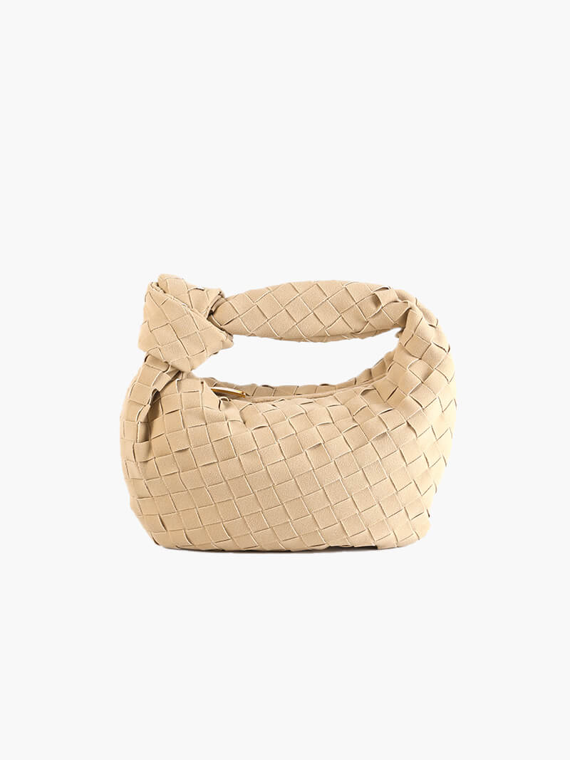 Woven Mini Premium Süet Çanta - Bej