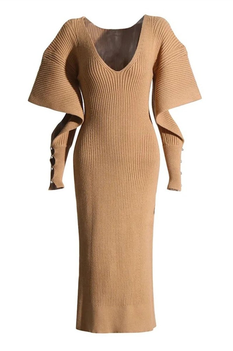 Alberta Cut-Out Batwing Kol Midi Triko Elbise - 2. görünüm