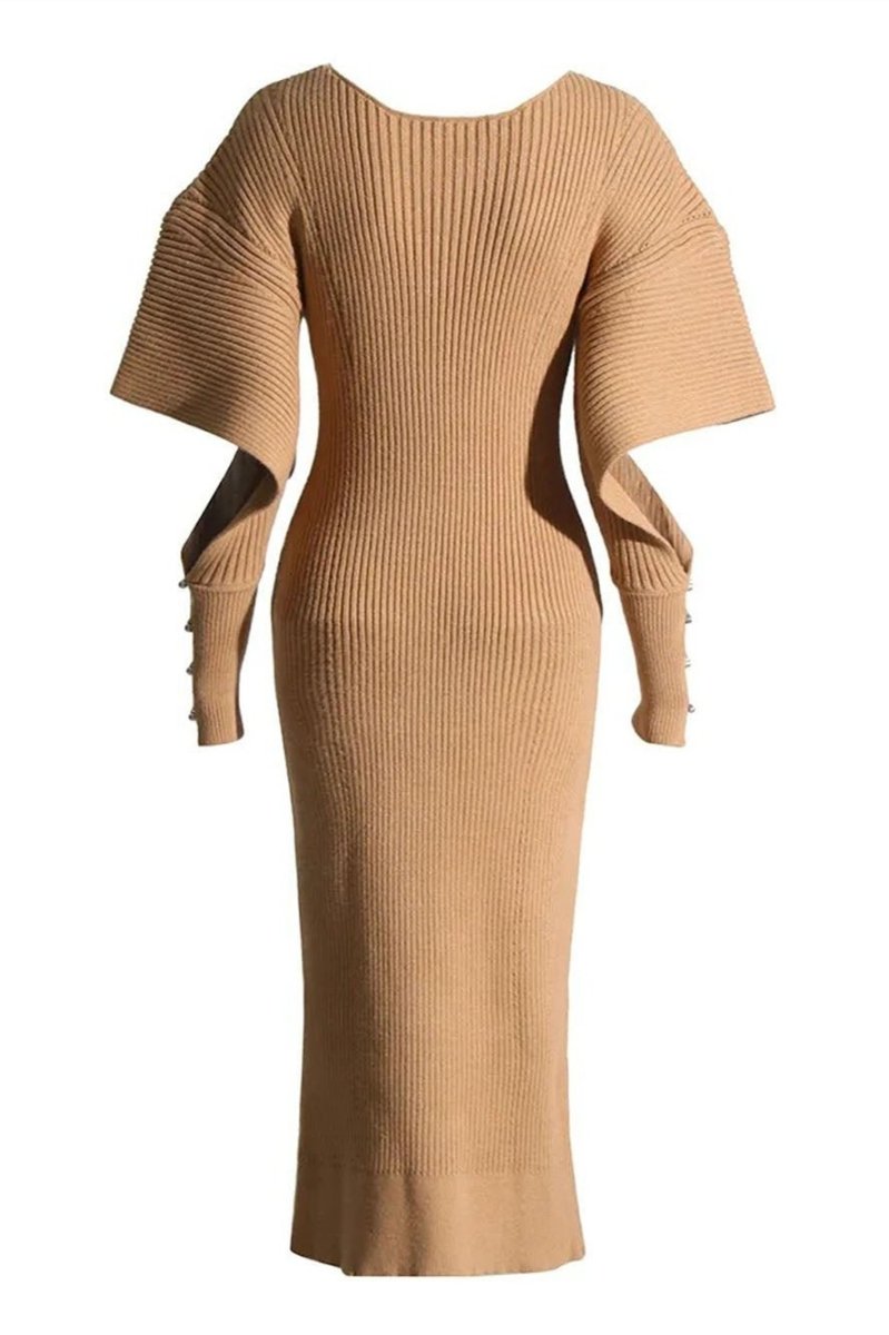 Alberta Cut-Out Batwing Kol Midi Triko Elbise - 3. görünüm