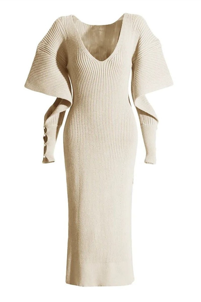 Alberta Cut-Out Batwing Kol Midi Triko Elbise - 9. görünüm