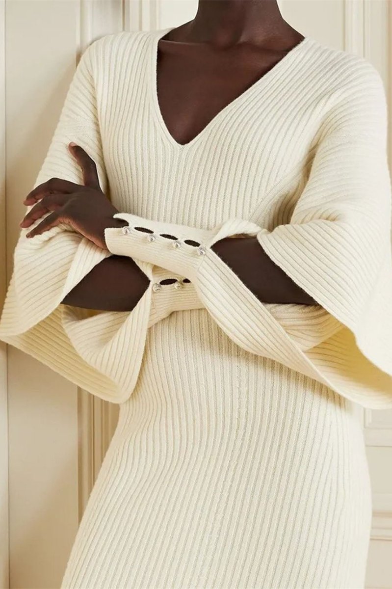 Alberta Cut-Out Batwing Kol Midi Triko Elbise - 7. görünüm