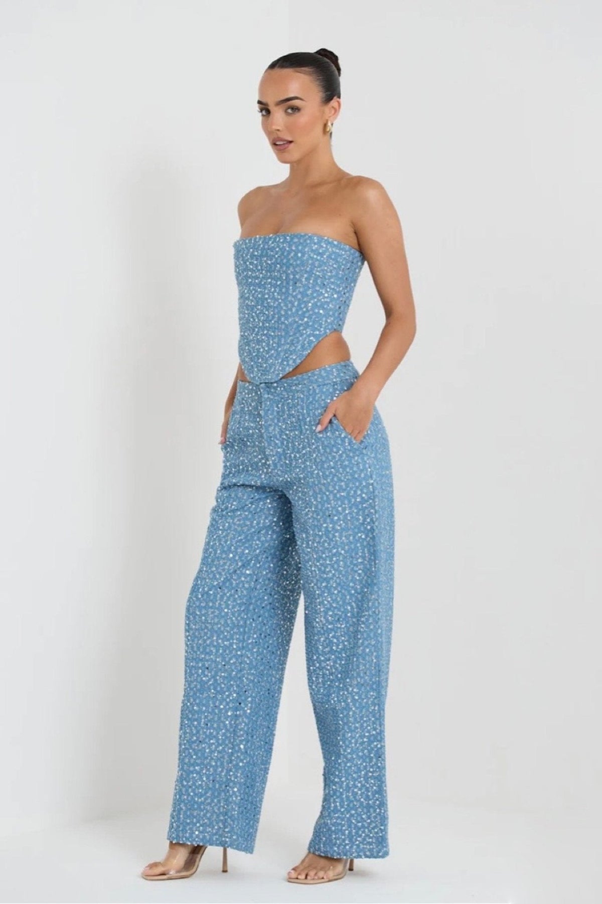 Belinda Payetler Denim Pantolon Takım - 3. görünüm