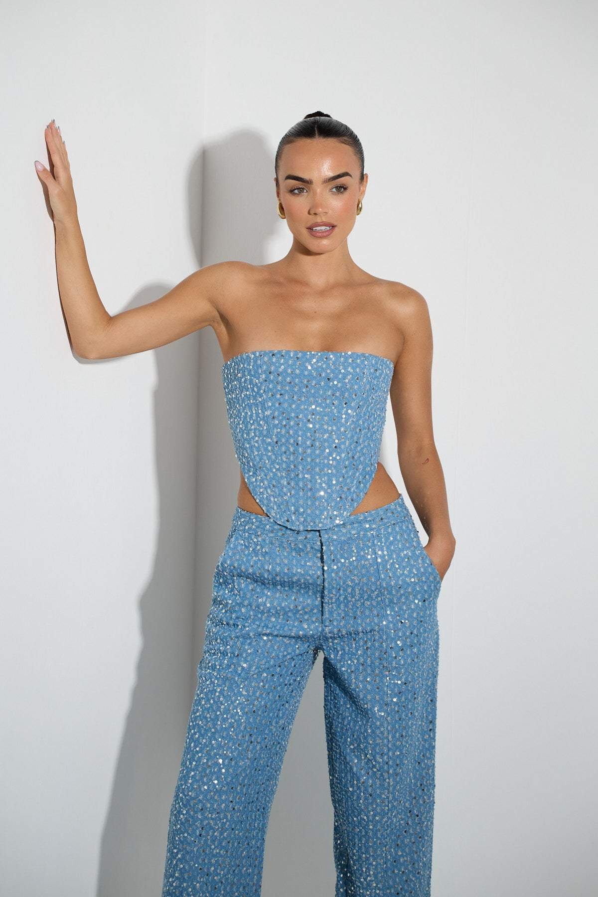 Belinda Payetler Denim Pantolon Takım - 5. görünüm