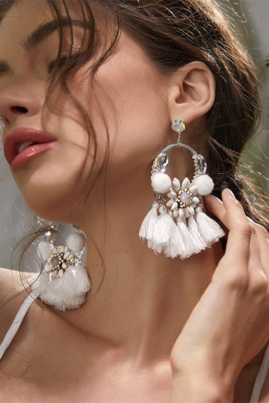 Boho Püskül Saçaklı Boncuklu Küpe