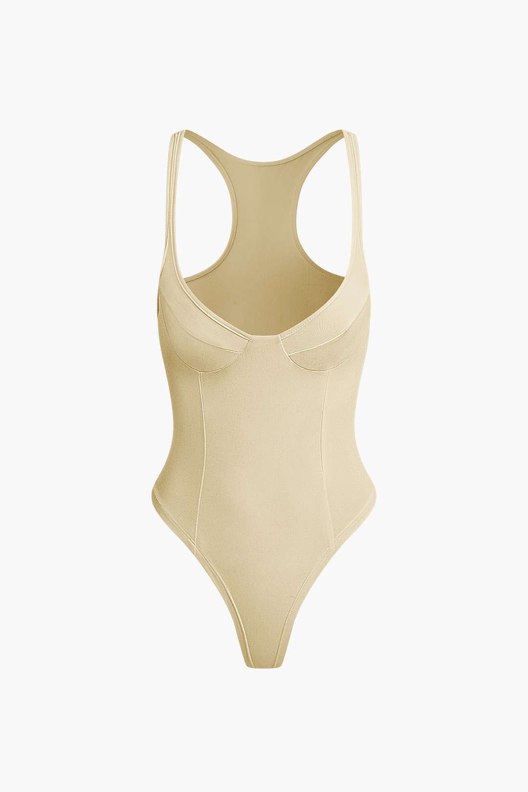 Düz Renk Derin V Yaka Bustiyer Bodysuit - 13. görünüm