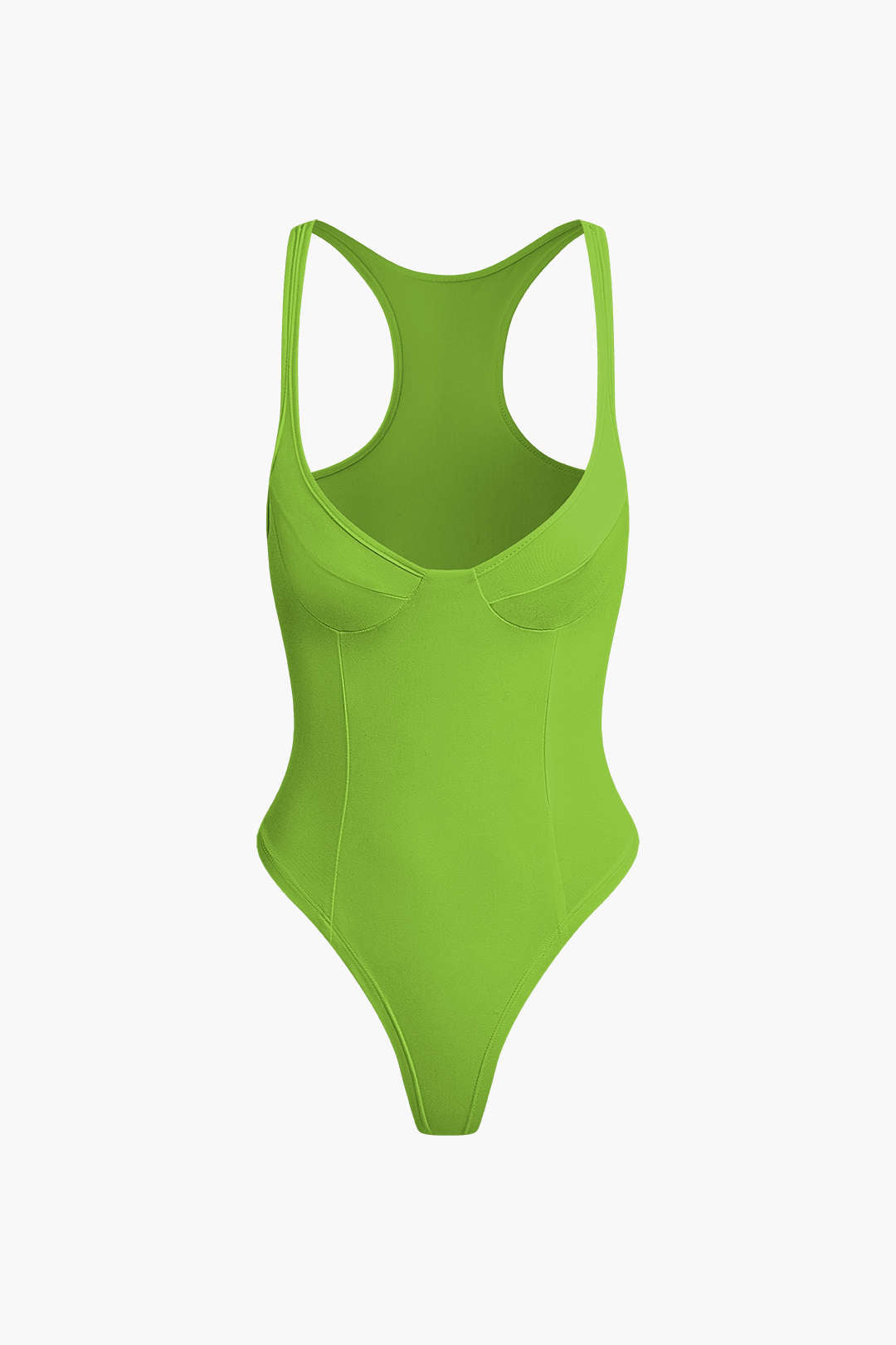 Düz Renk Derin V Yaka Bustiyer Bodysuit - 21. görünüm