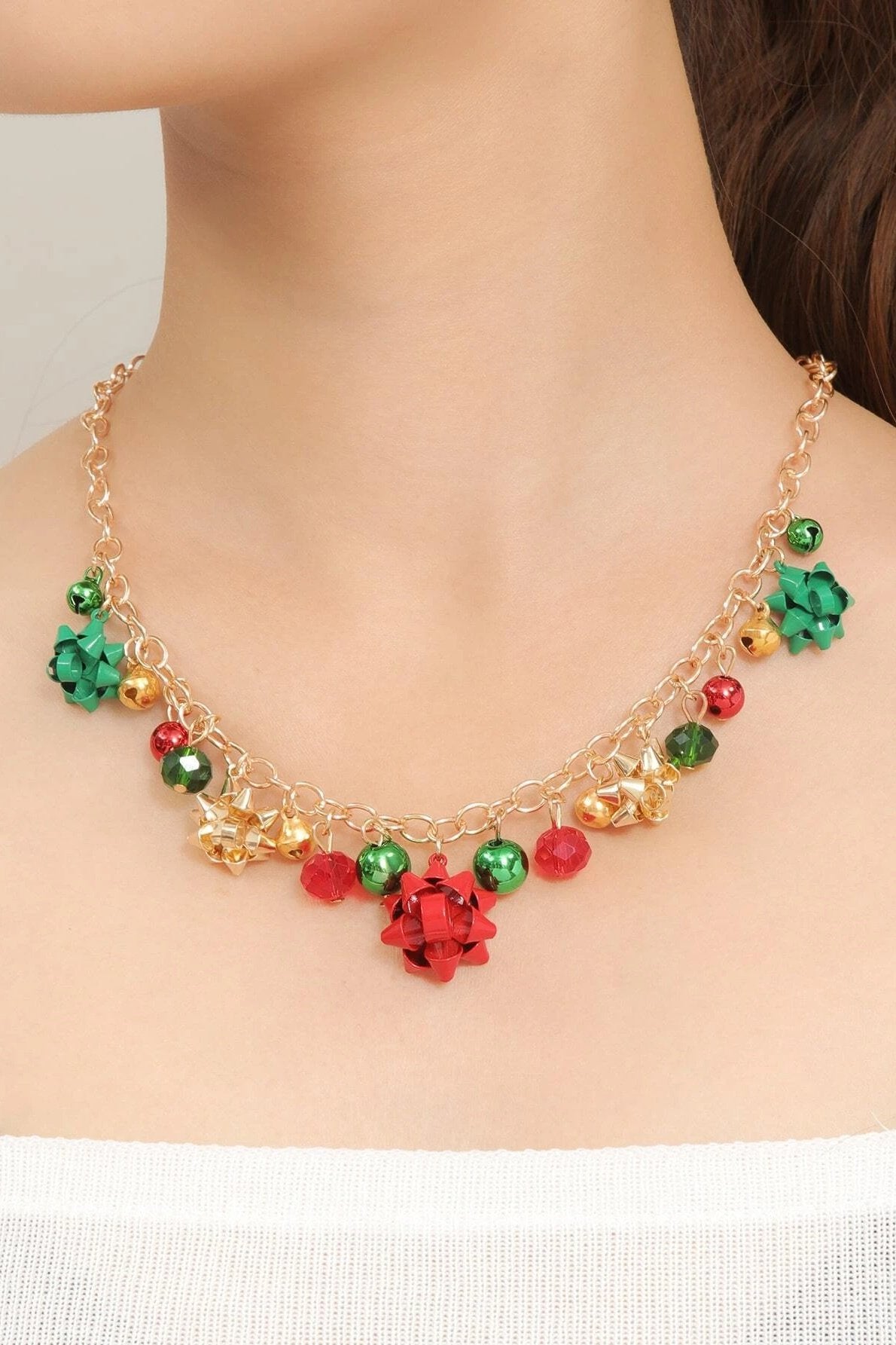 Eileen Noel Jingle Bell Alaşım Çiçek Kolye - 2. görünüm
