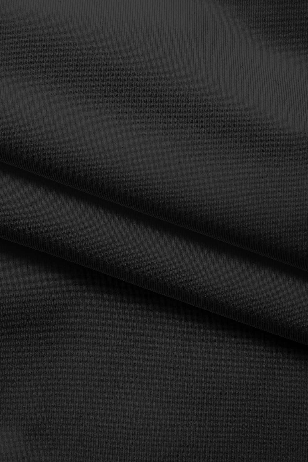 Düz Renk Derin V Yaka Bustiyer Bodysuit - Siyah