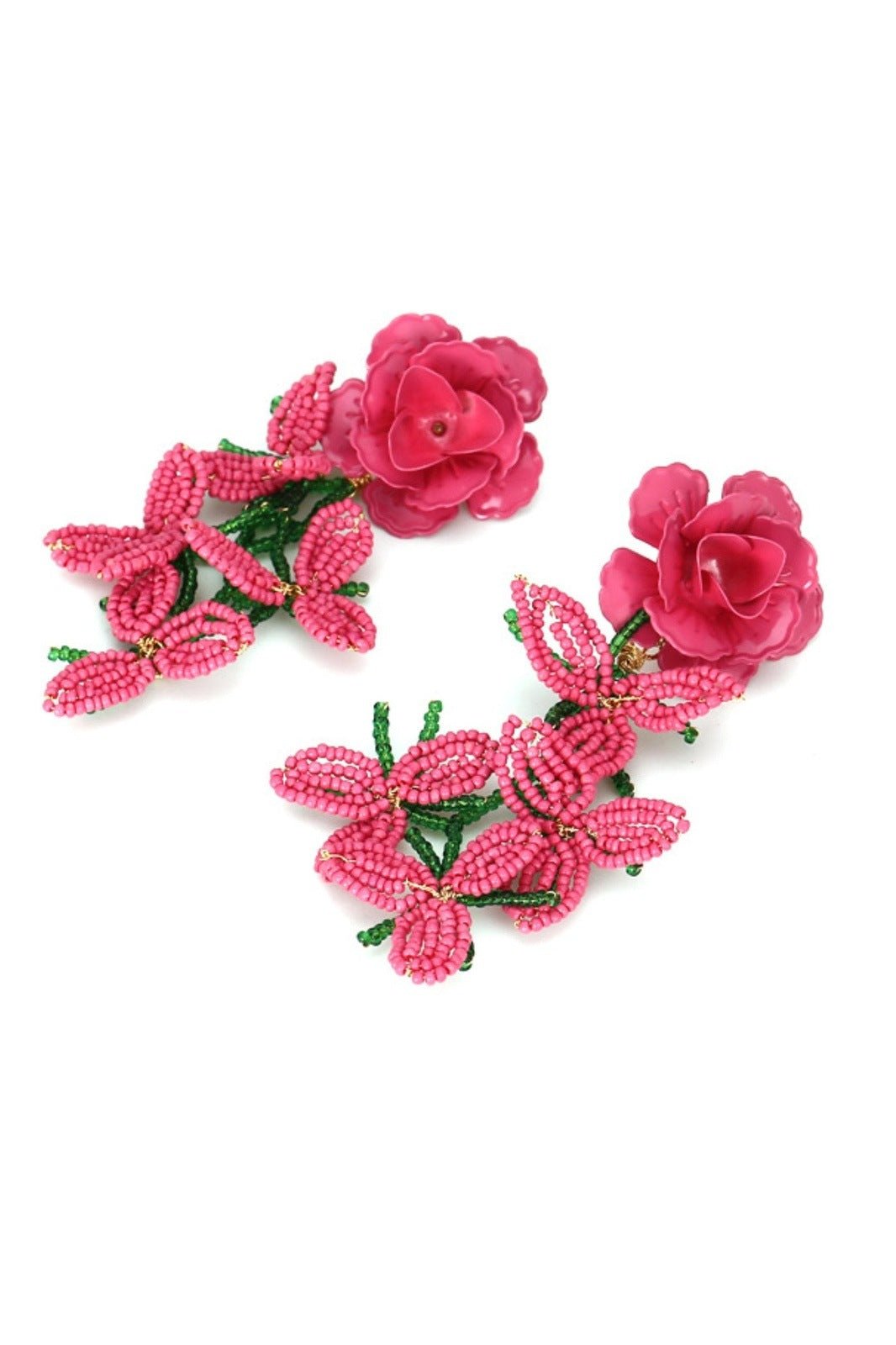 Çiçek Petal Boncuklu Püskül Küpe - 2. görünüm