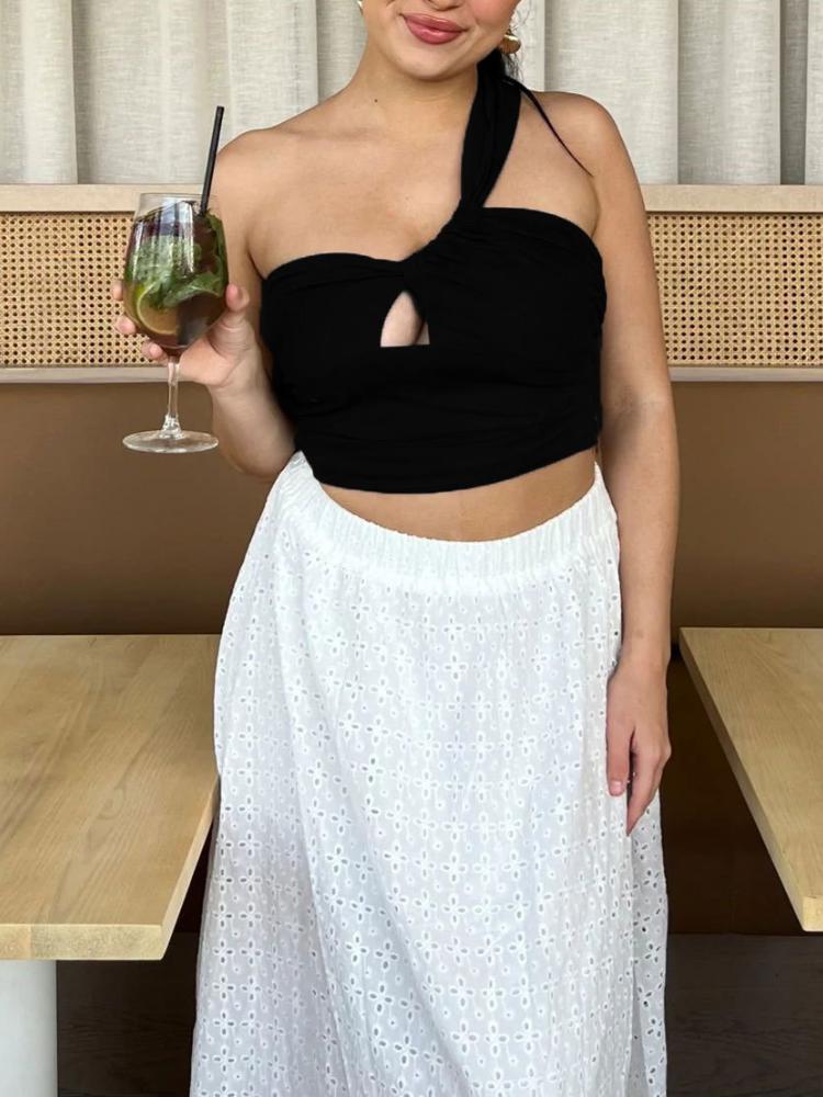 Laura Tek Omuzlu Crop Top