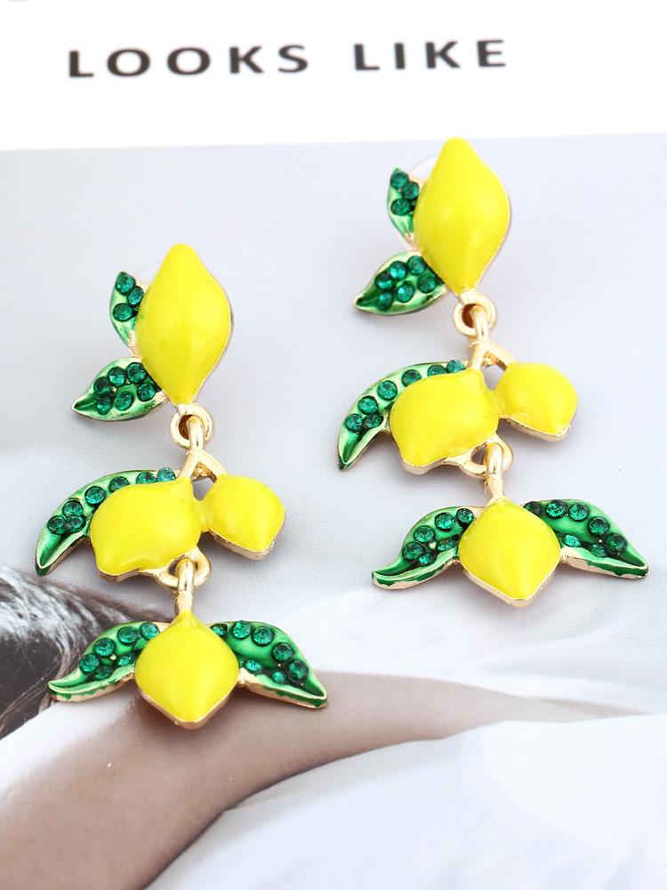 Limon Ağacı Pırlanta Damla Küpe - 4. görünüm