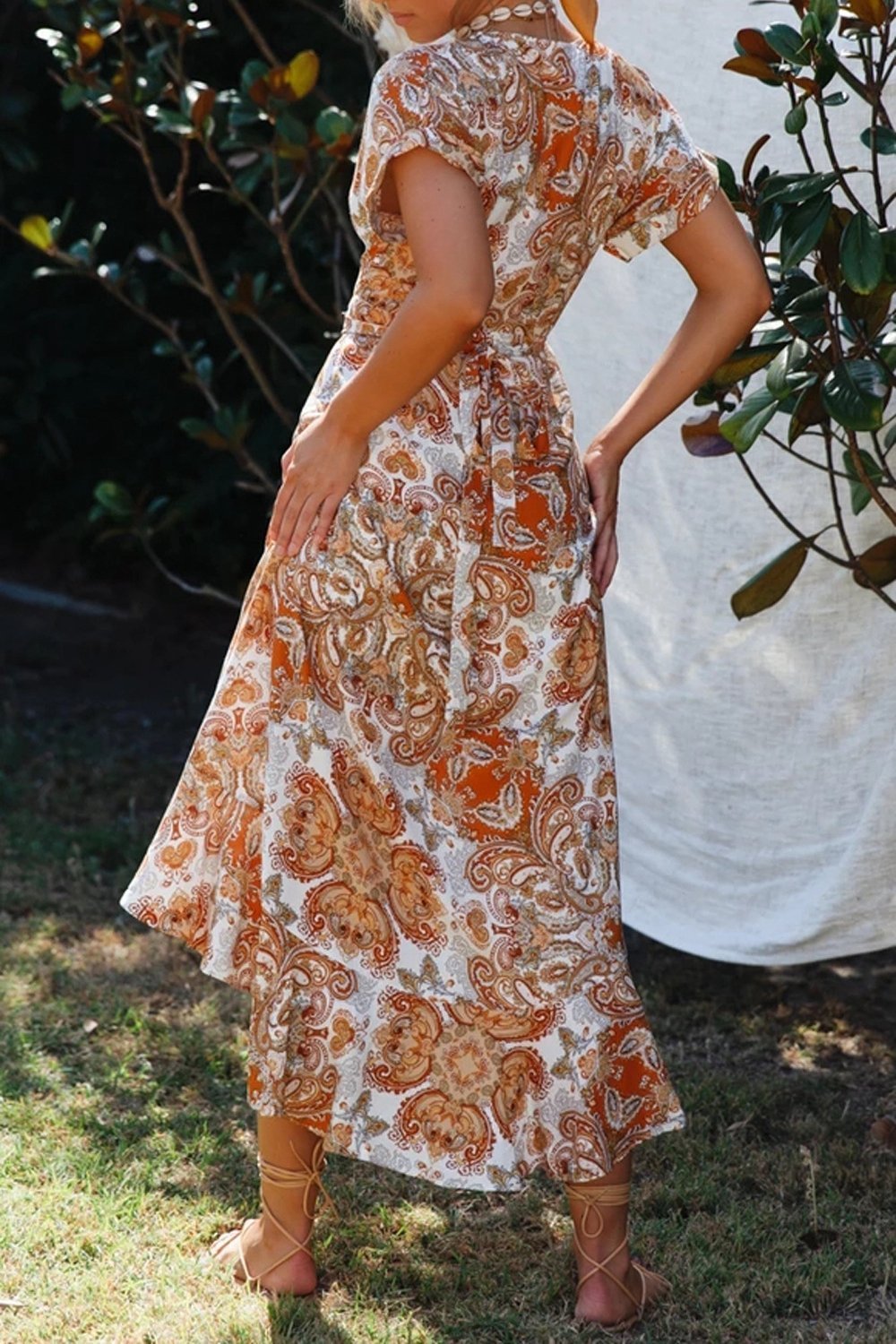 Maisie Baskılı Paisley Midi Anvelop Elbise