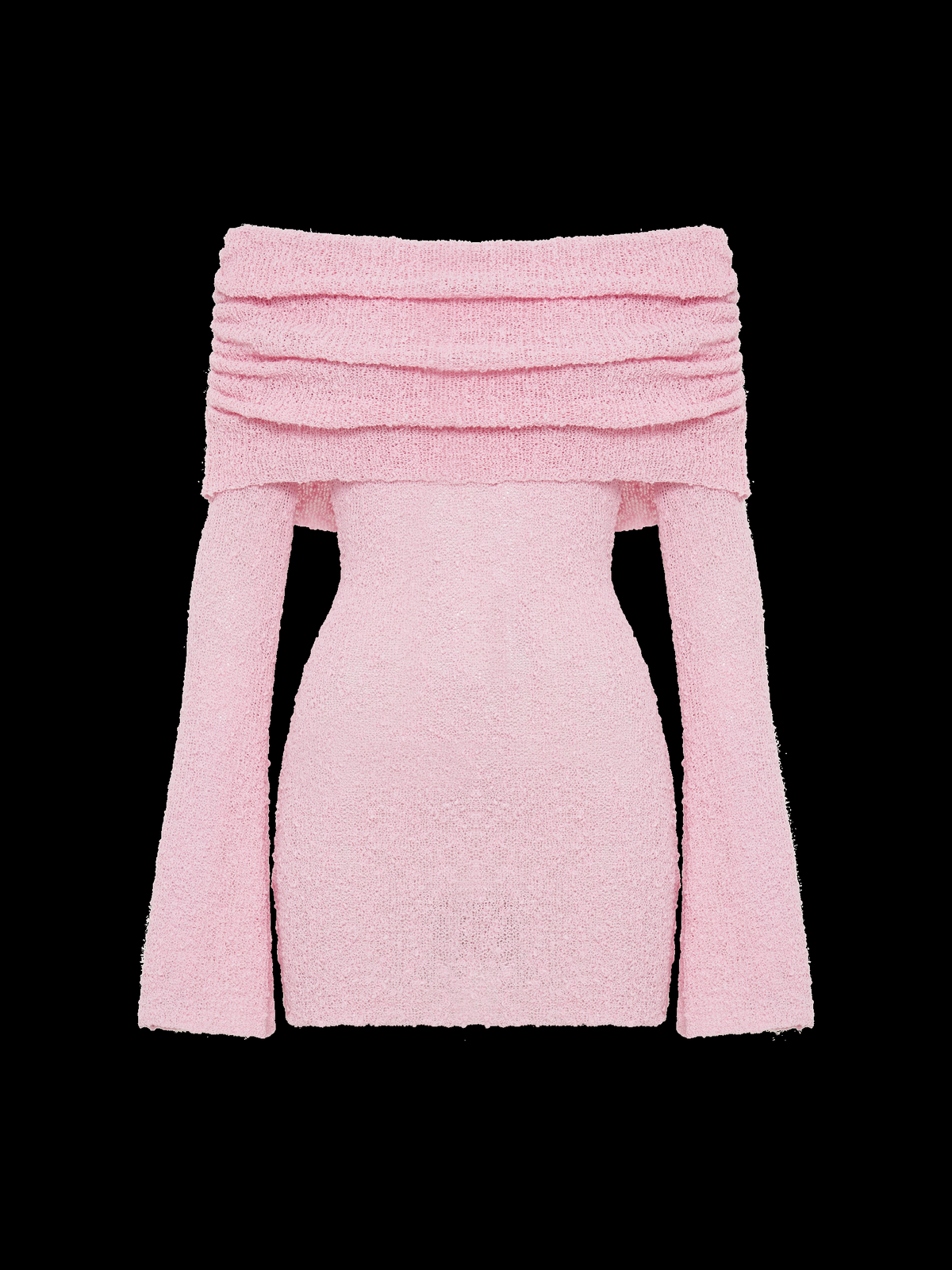 Marisol Bebek Pembe Omuz Açık Bukle Mini Elbise - 7. görünüm