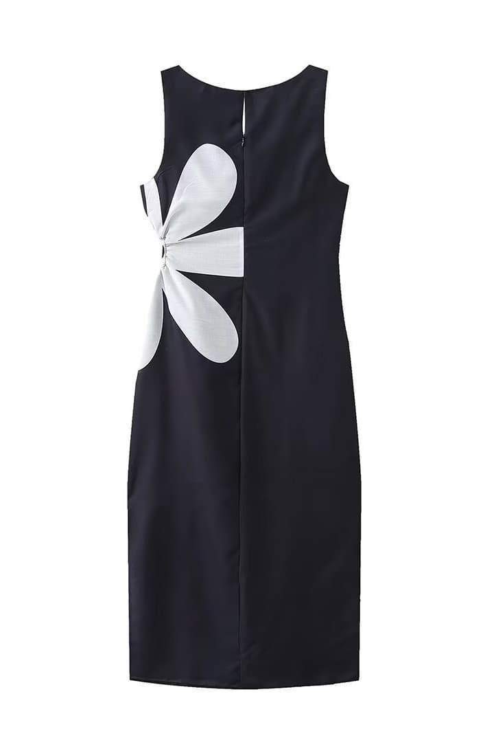 Ophelia Çiçek Baskılı Cut-Out Midi Elbise