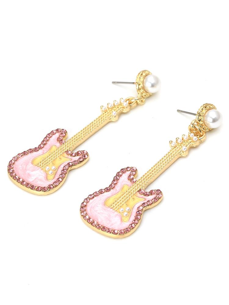 Pembe Gitar Diamante Damla Küpe - 2. görünüm