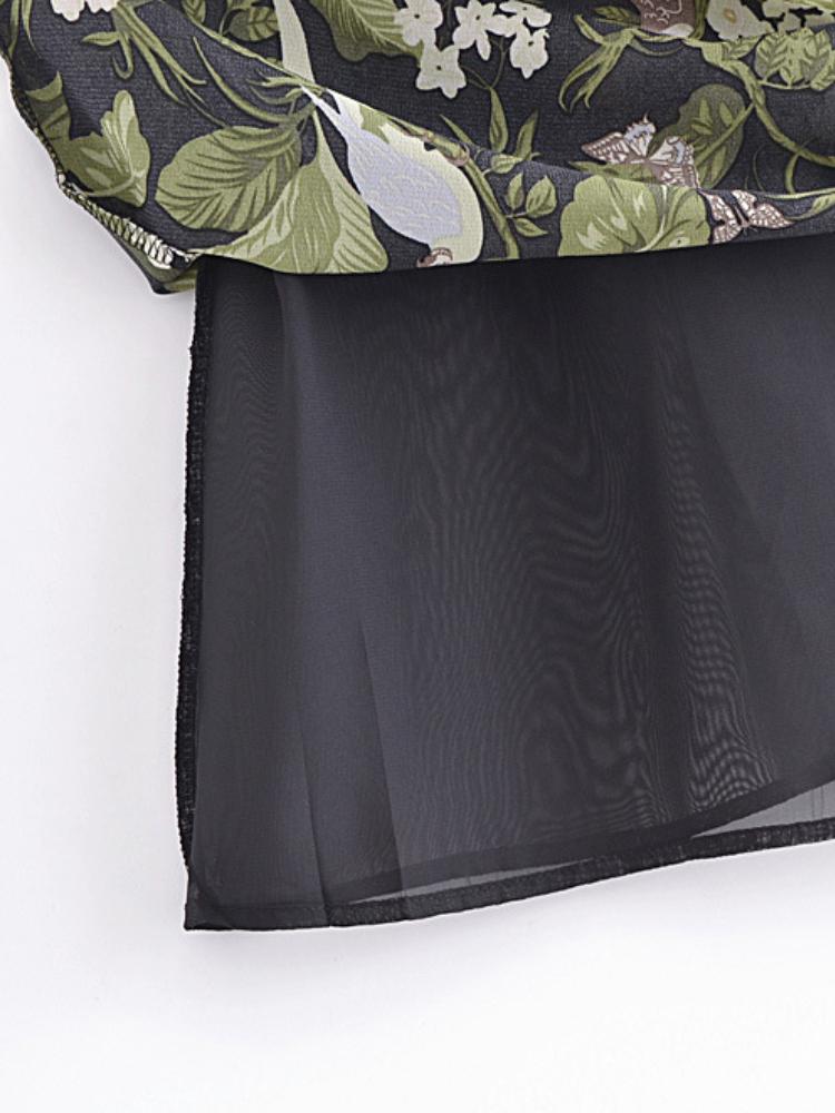 Zoe Tropikal Baskılı Mini Şifon Slip Elbise