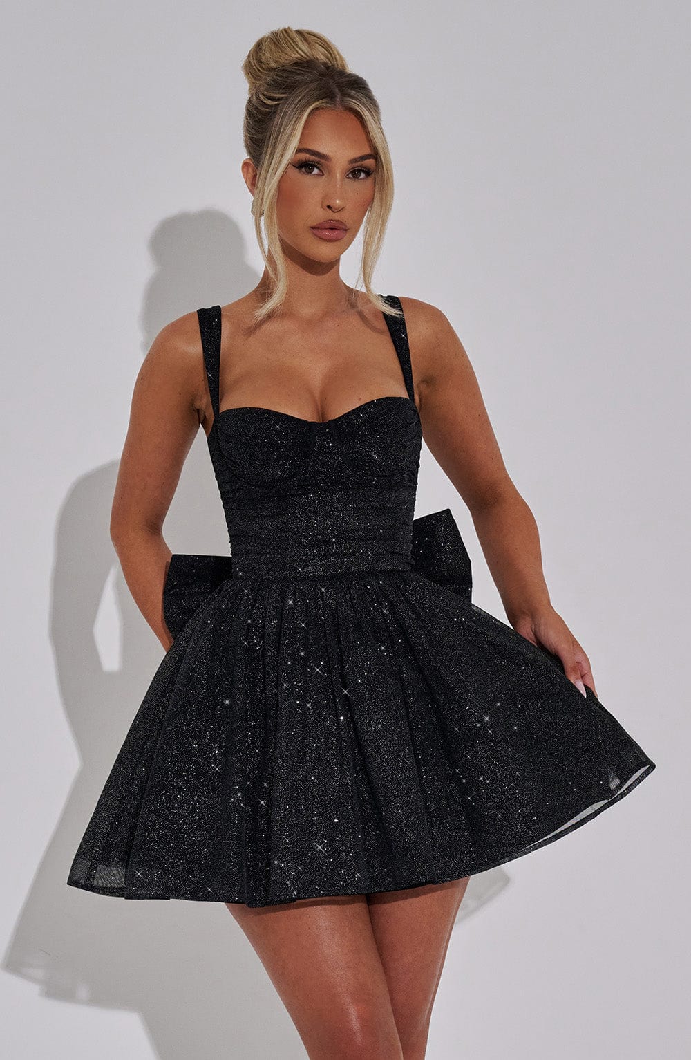 Polly Mini Elbise - Siyah Işıltı - 9. görünüm