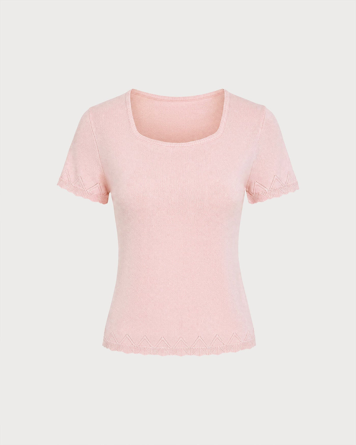 Pembe U Yaka Dokulu Triko Kazak - 6. görünüm